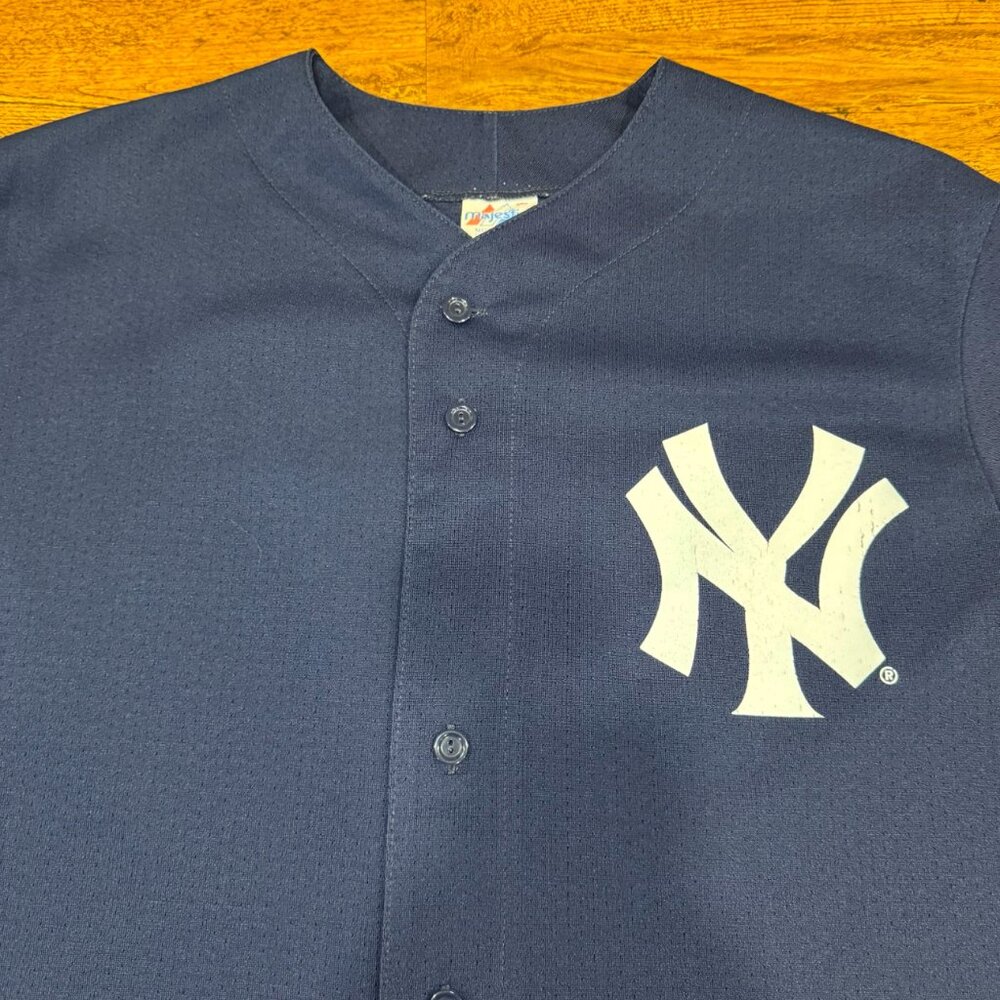Vintage Majestic Derek‎ Jeter New York Yankees #2 Blue Baseball Jersey Men's XL